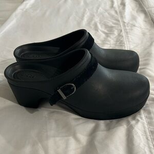 Crocs women’s size 9 black clogs.